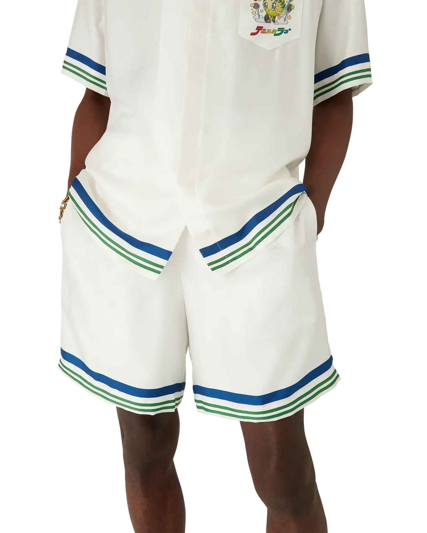 Short en twill de soie à motif logo Tennis Club