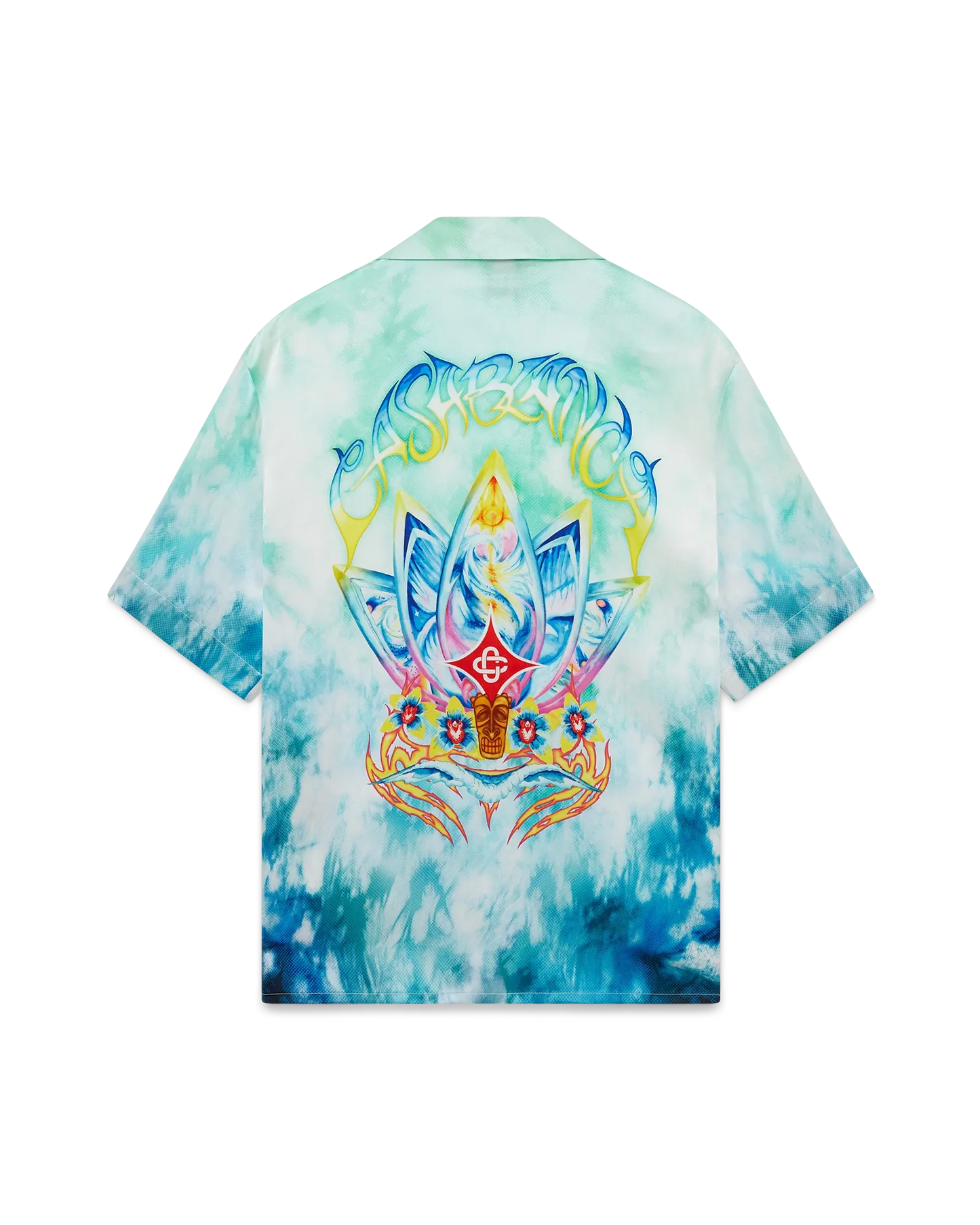 Chemise en soie à manches courtes Surf Lotus