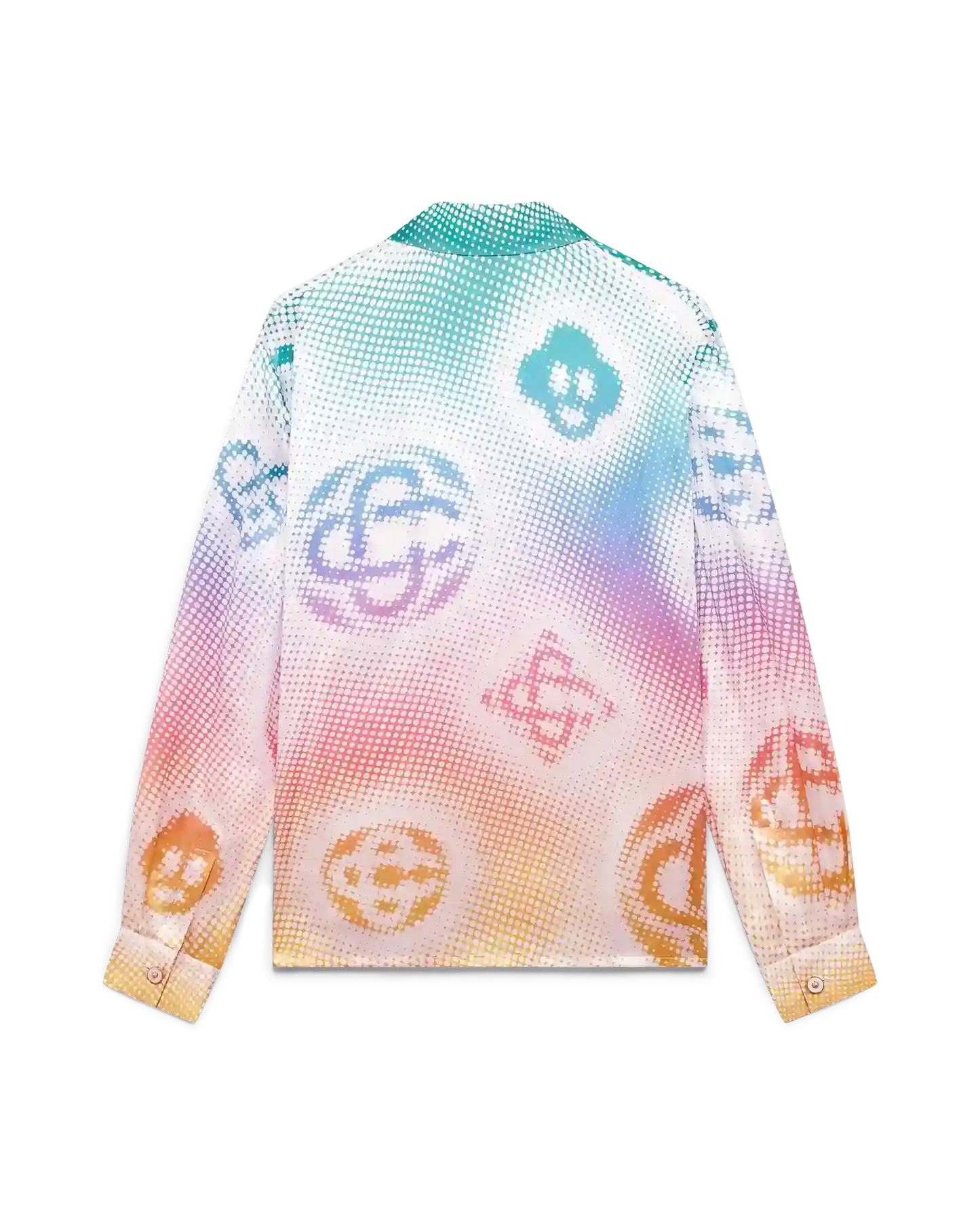 Chemise en soie à manches longues avec logo demi-teinte