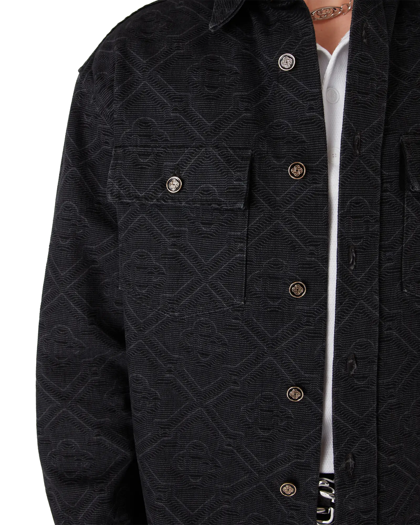 Chemise en jean noire à manches longues Black Laser