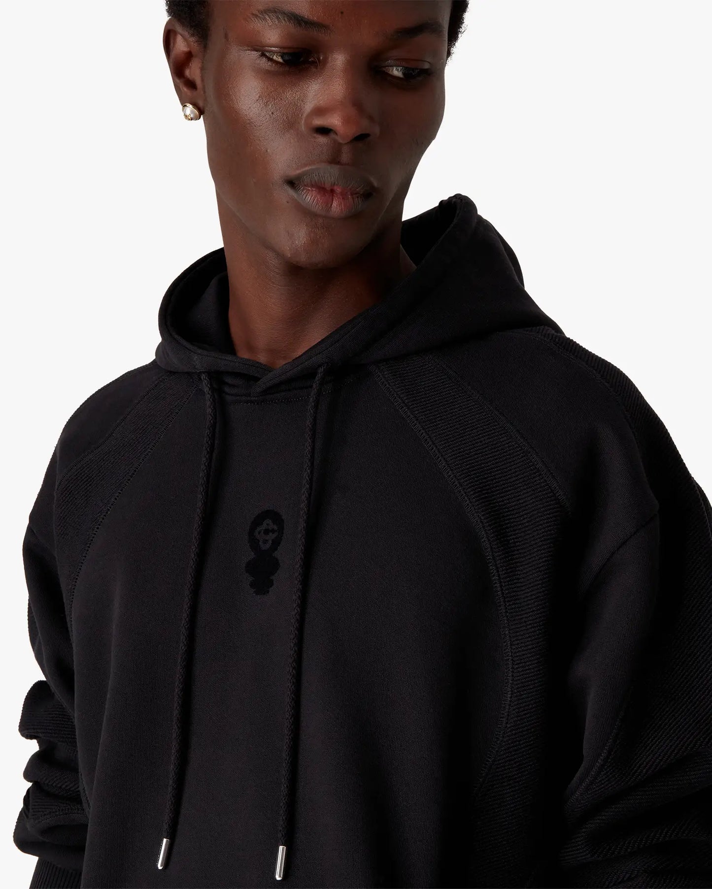 Black Squash Logo Flock Print Hooded Sweatshirt