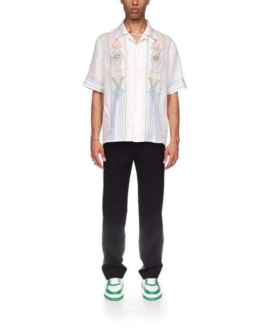 Le Fil De La Musique Short Sleeve Linen Shirt