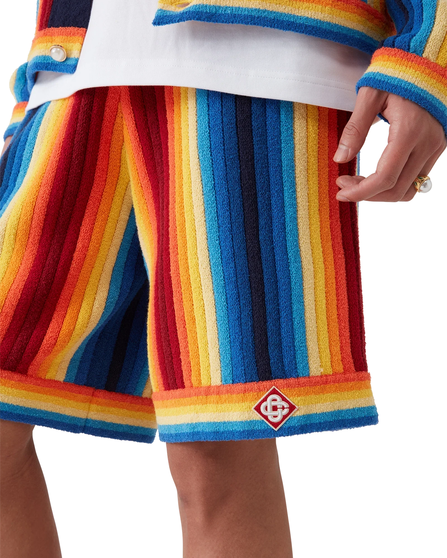 Shorts en tissu éponge rayé dégradé