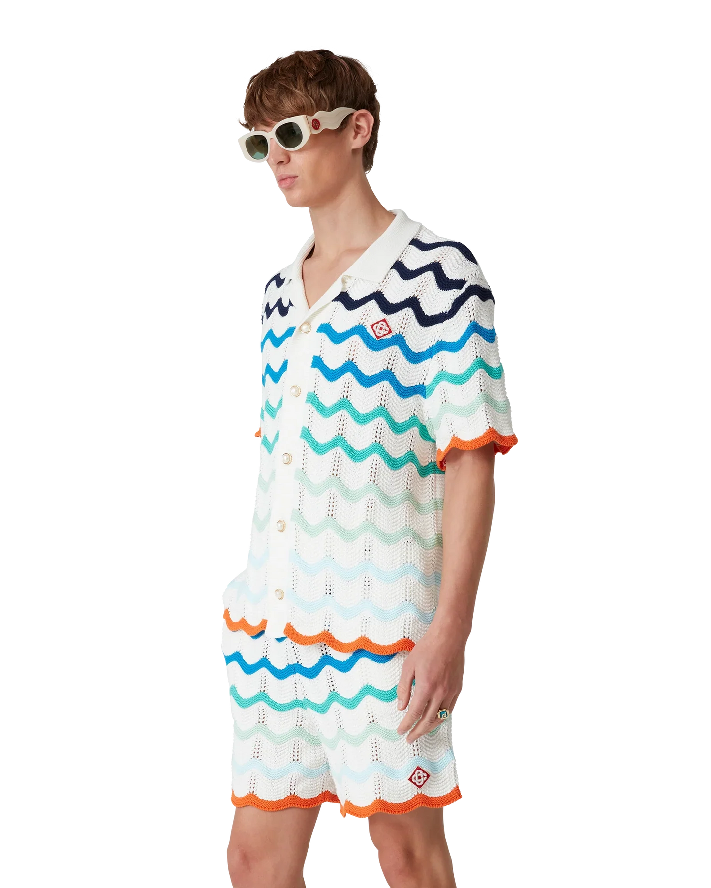 Chemise en crochet à manches courtes Gradient Wave