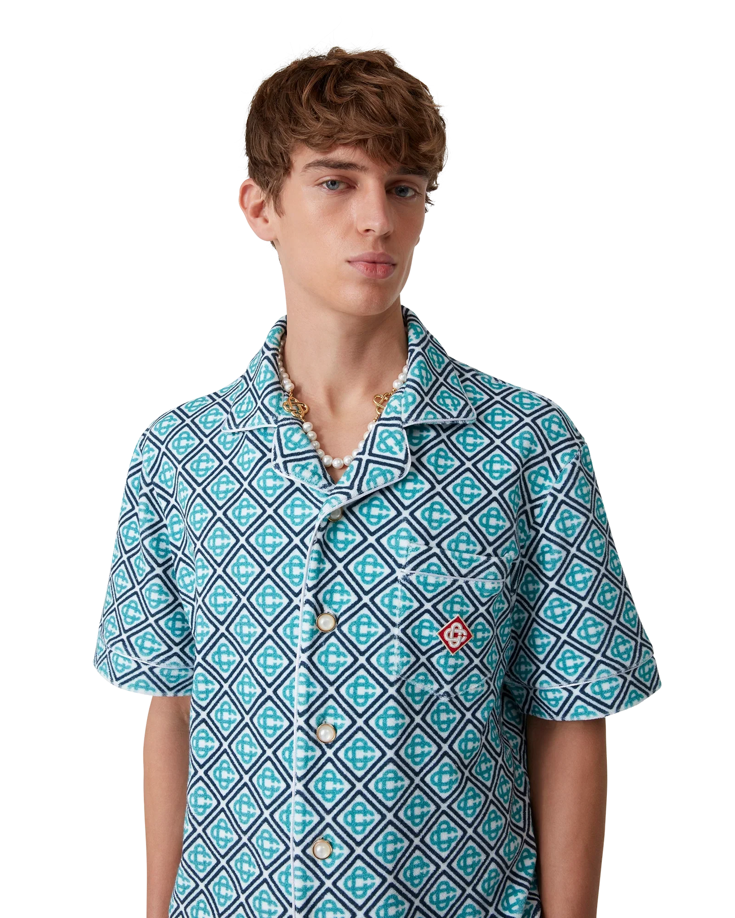 Chemise éponge monogrammée à manches courtes