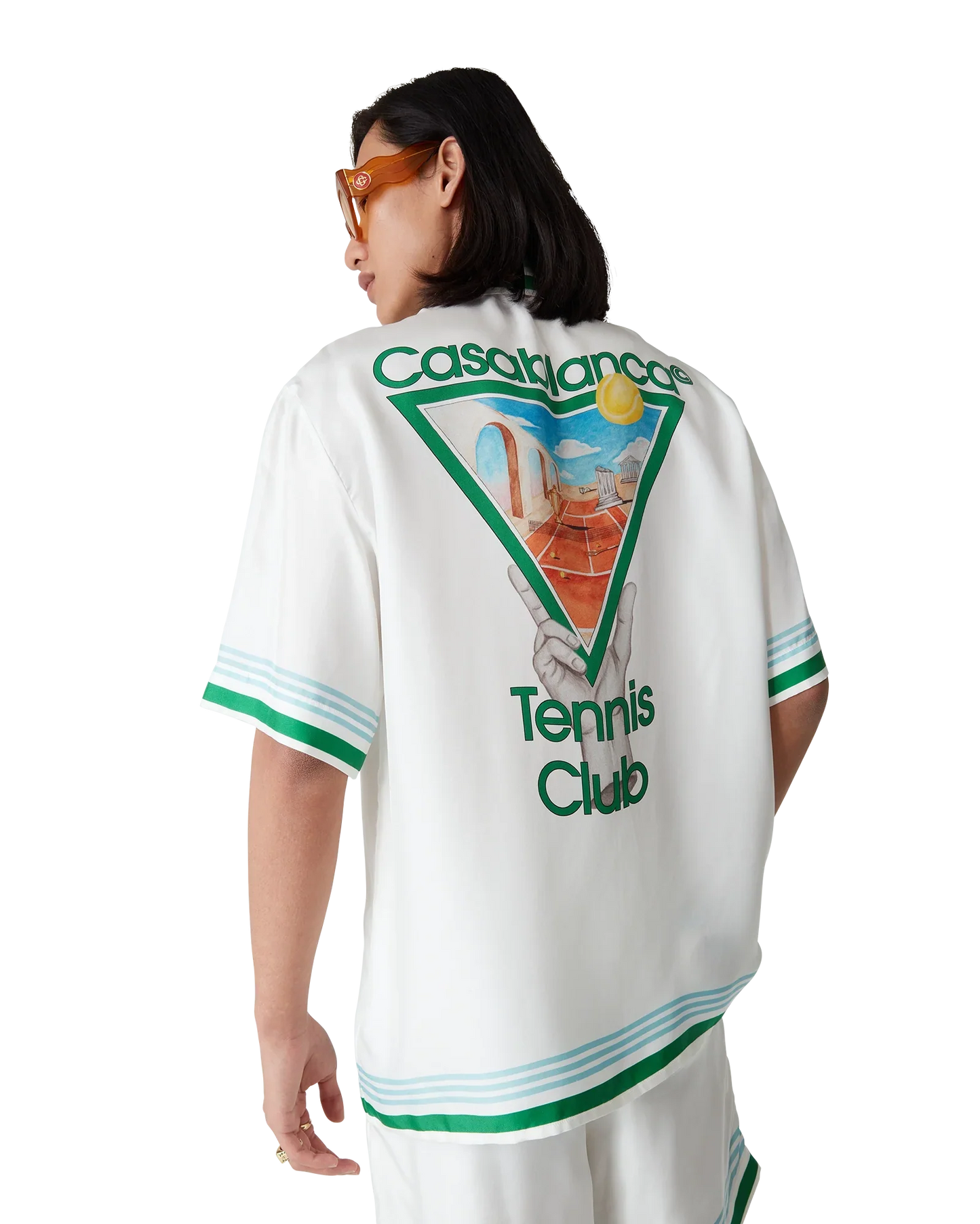 Chemise en soie à manches courtes motif tennis métaphysique