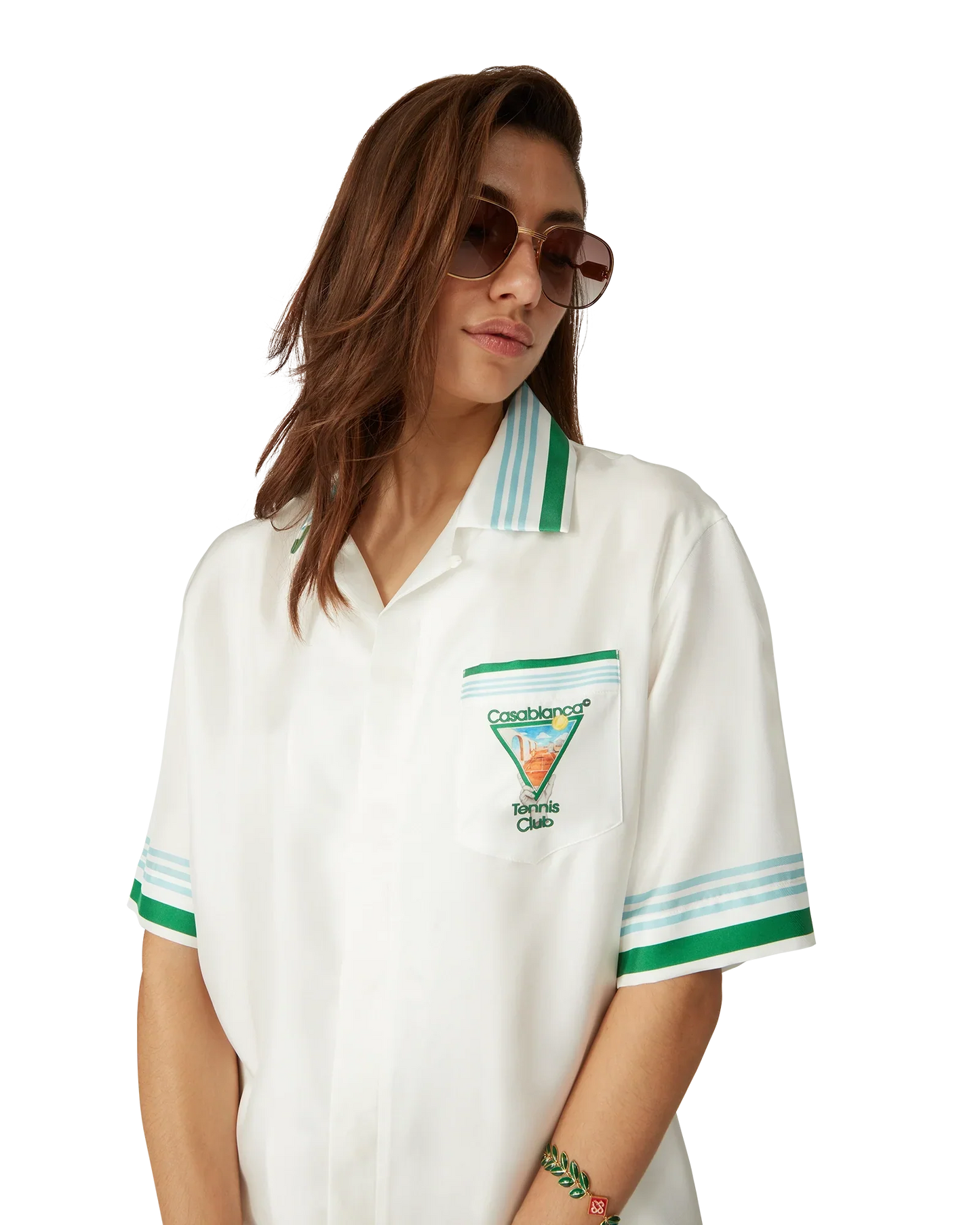 Chemise en soie à manches courtes motif tennis métaphysique