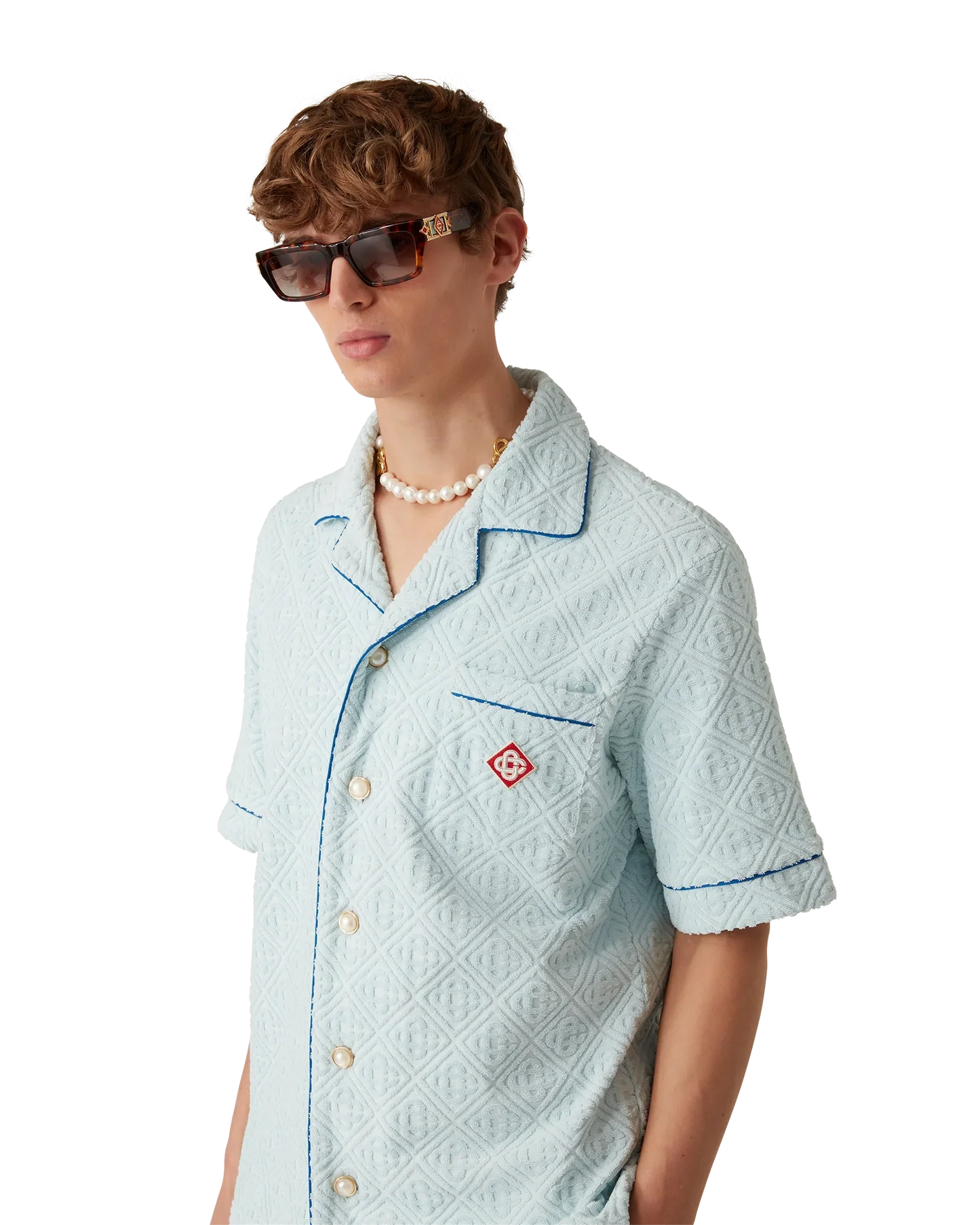 Chemise monogramme éponge à manches courtes