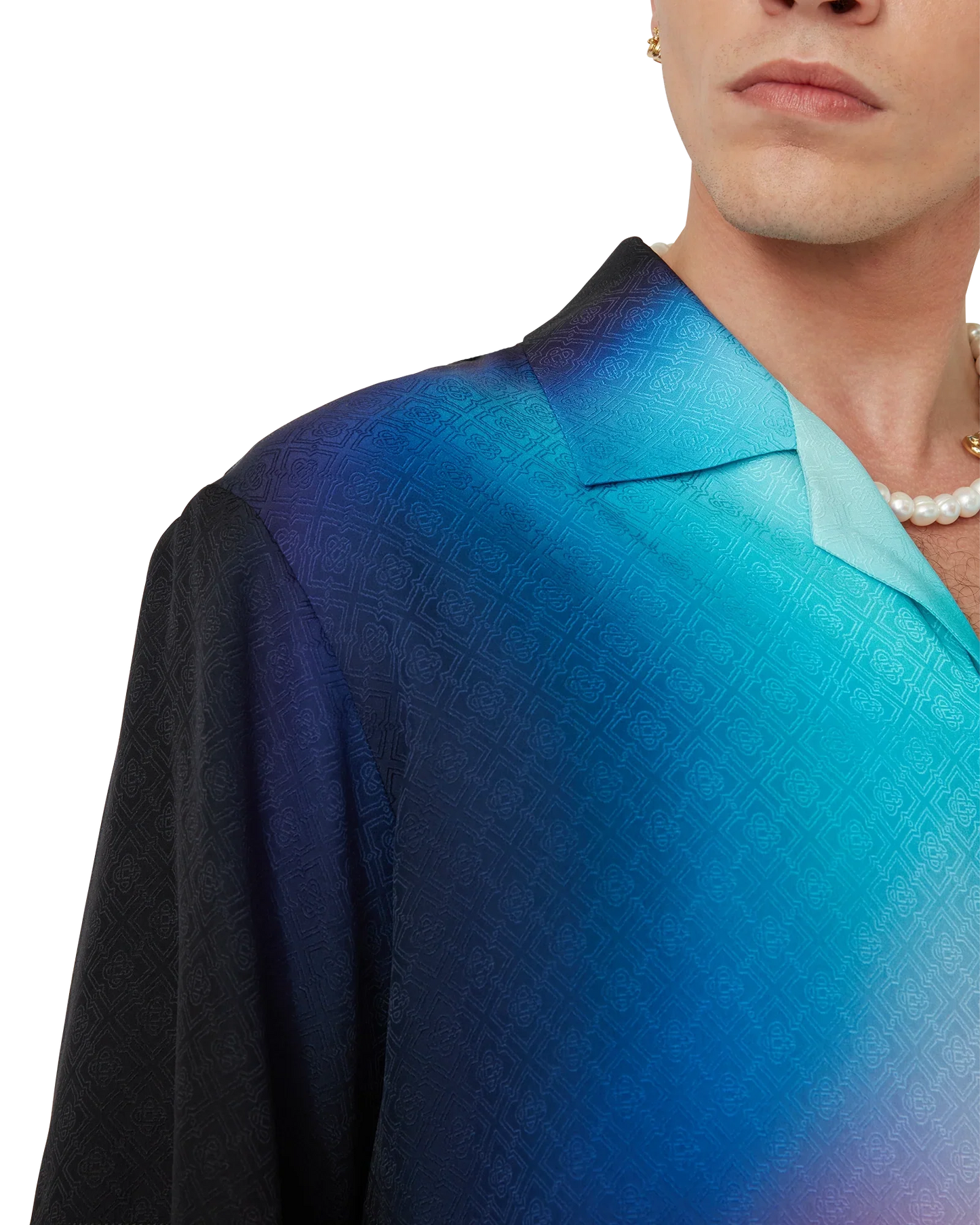 Chemise à manches courtes en soie dégradée