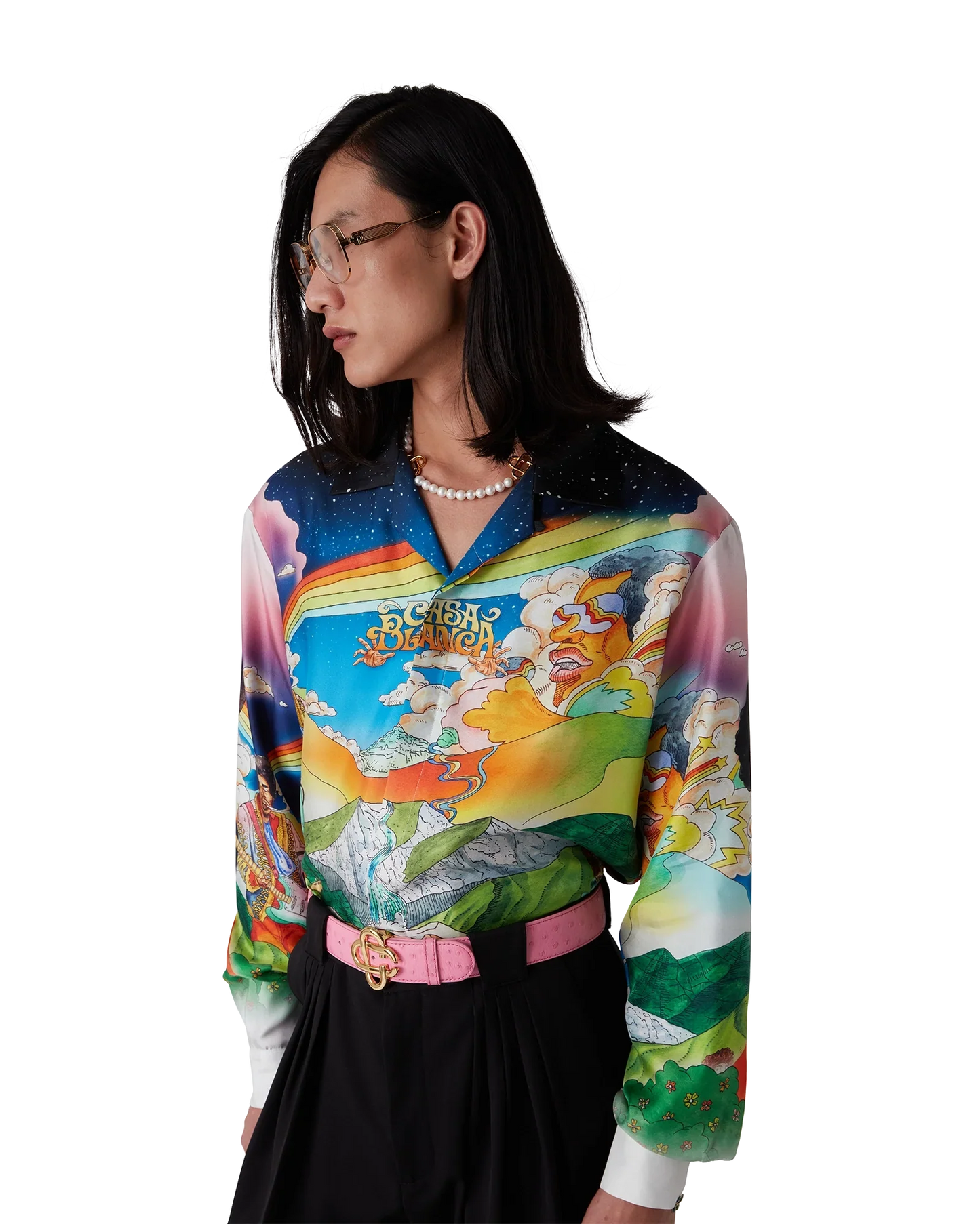 Chemise en soie à manches longues La Musique