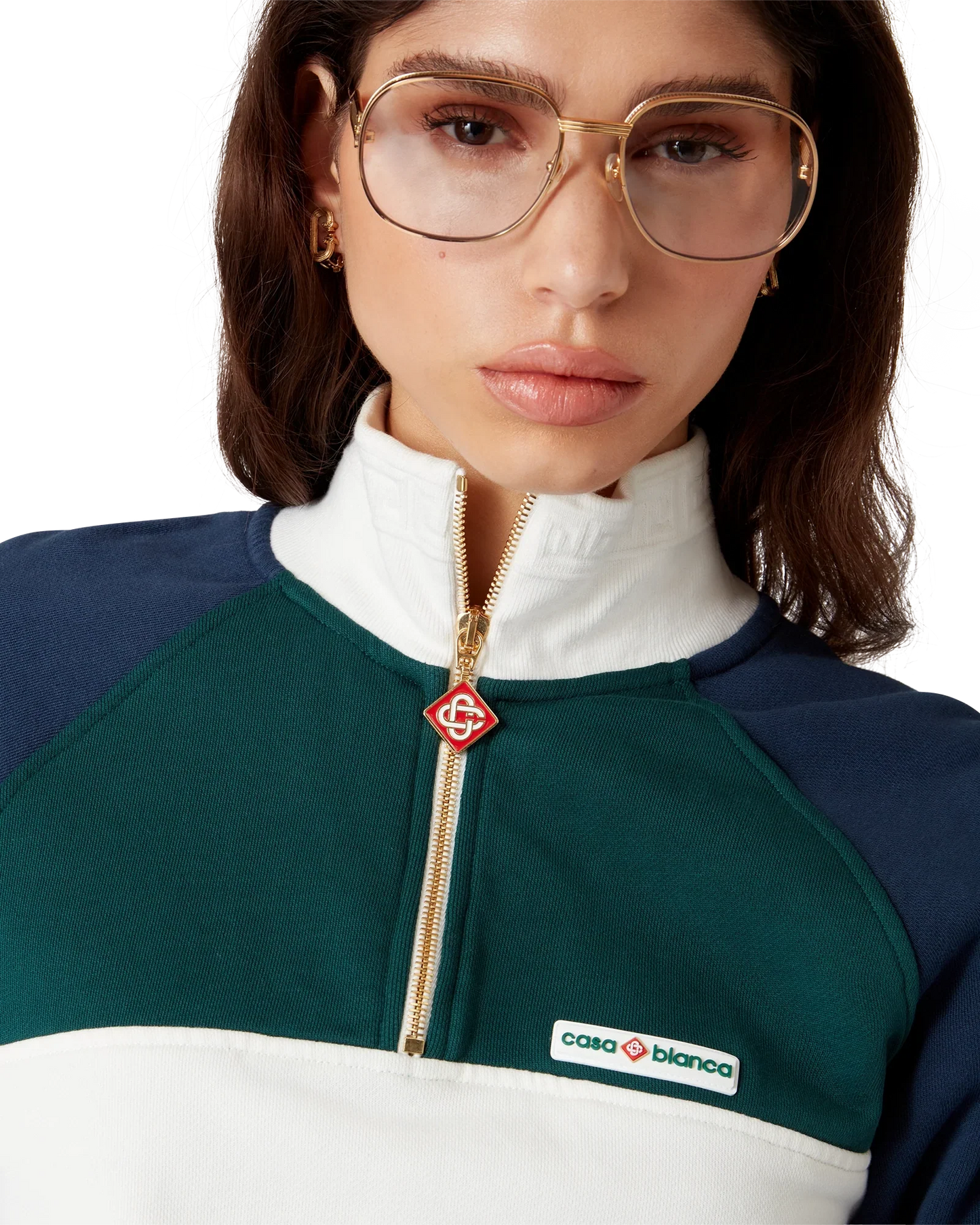 Sweat-shirt court zippé colorblock