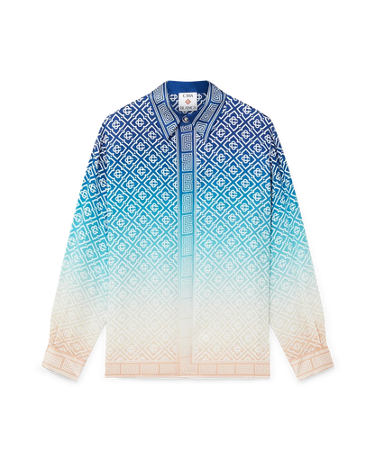 Chemise en soie à manches longues jacquard dégradé