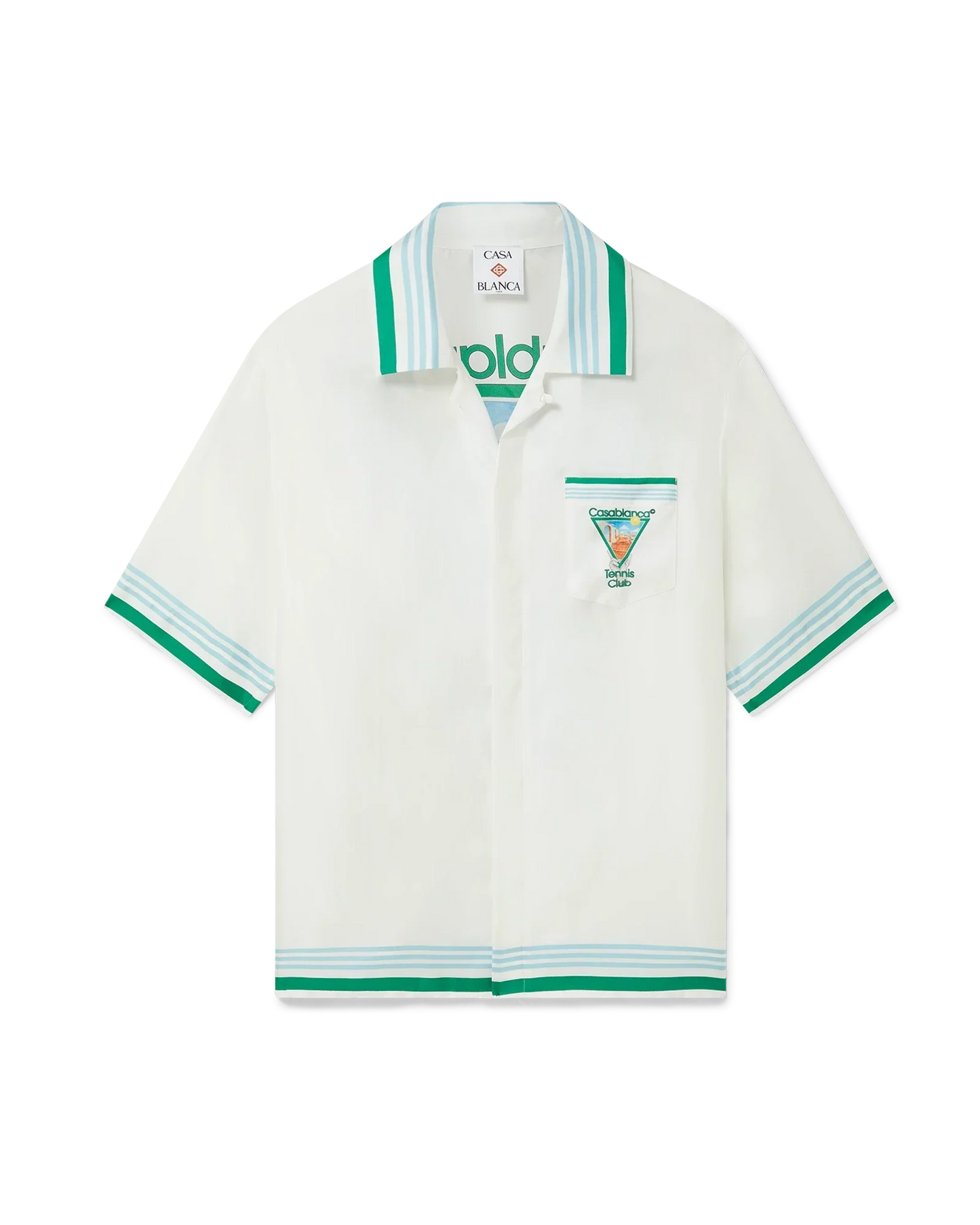 Chemise en soie à manches courtes motif tennis métaphysique