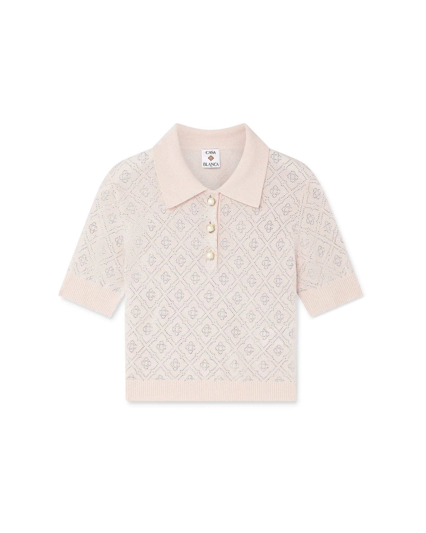Polo en maille à monogramme orné de cristaux