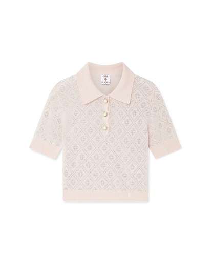 Polo en maille à monogramme orné de cristaux