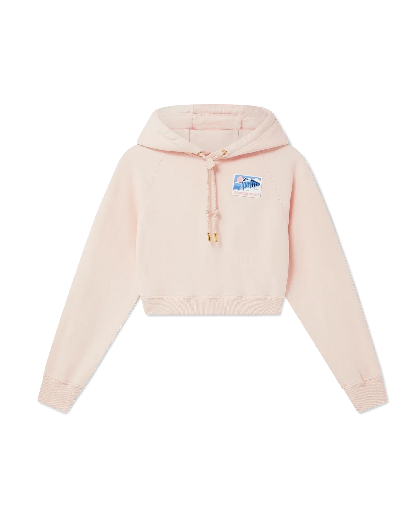 Sweat-shirt à capuche court motif temple grec