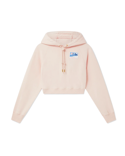 Sweat-shirt à capuche court motif temple grec