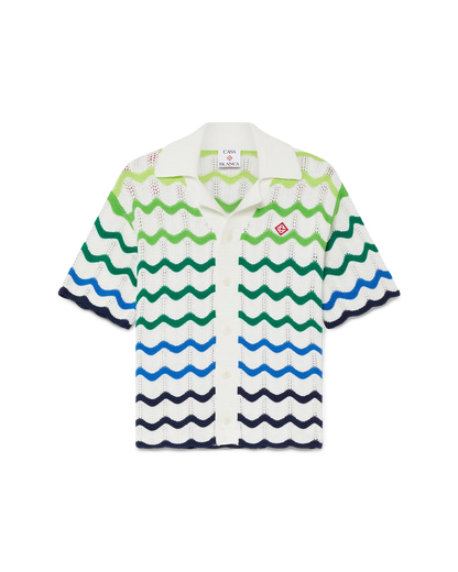T-shirt en tricot à manches courtes à motif dégradé vague pour enfant