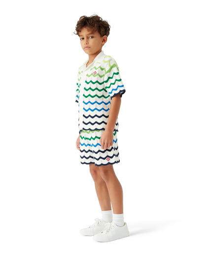 T-shirt en tricot à manches courtes à motif dégradé vague pour enfant