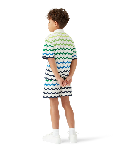 T-shirt en tricot à manches courtes à motif dégradé vague pour enfant
