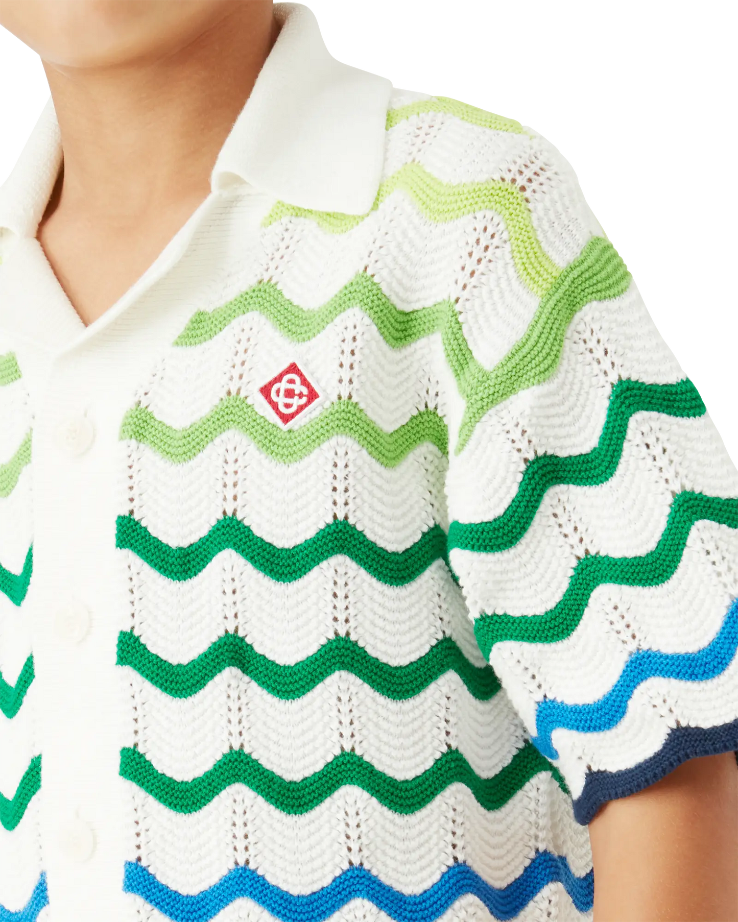 T-shirt en tricot à manches courtes à motif dégradé vague pour enfant