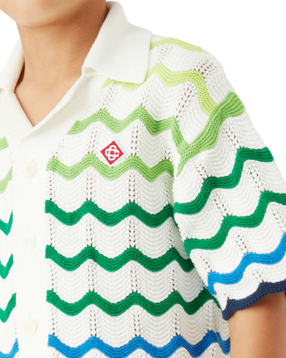 T-shirt en tricot à manches courtes à motif dégradé vague pour enfant