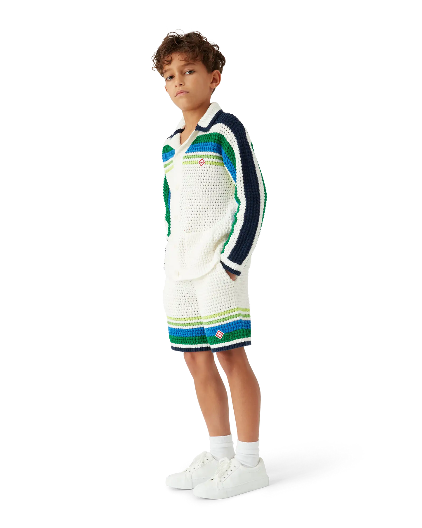 Pull en tricot à rayures et manches longues pour enfant