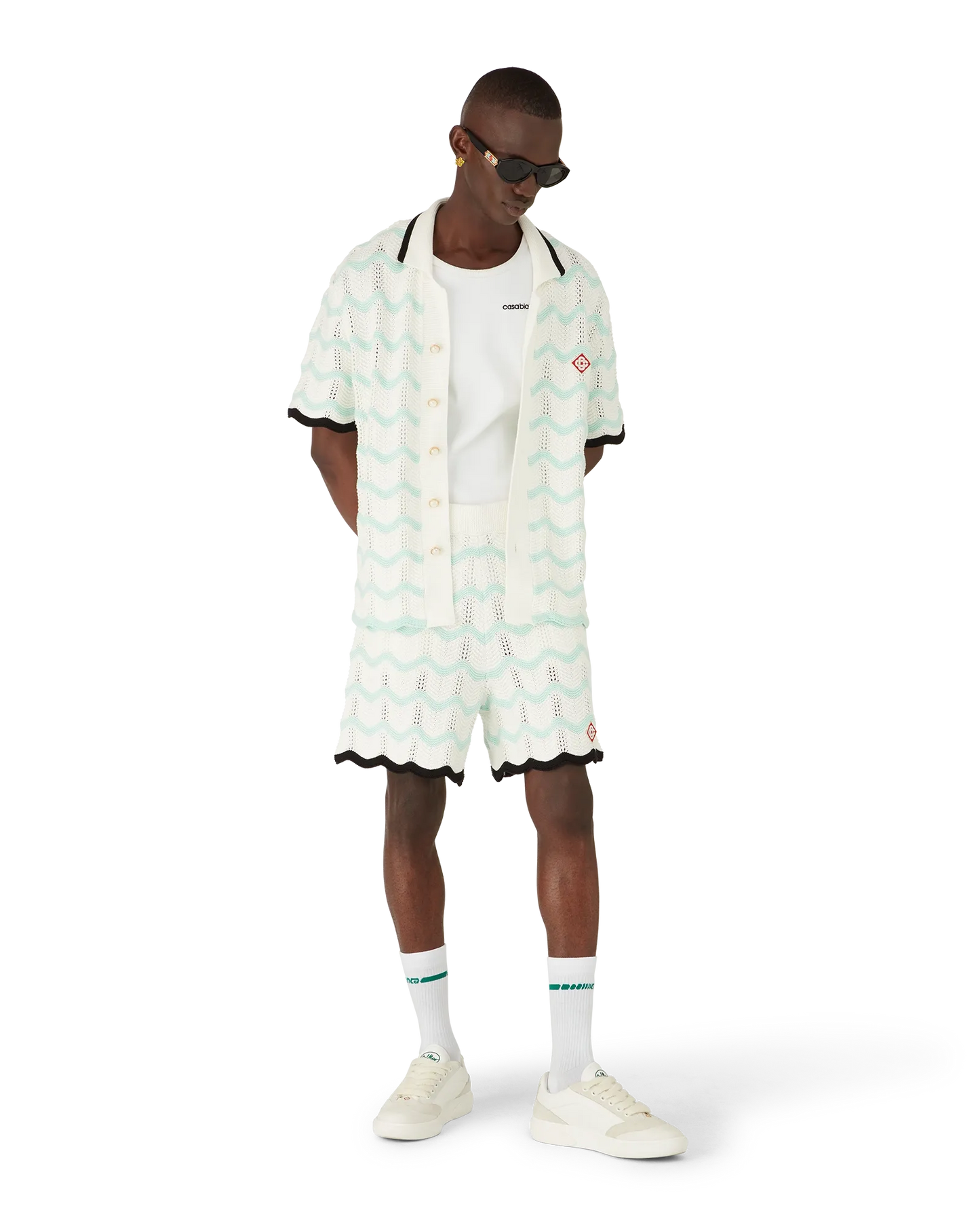 Chemisette en crochet de coton à motif de vagues dégradées