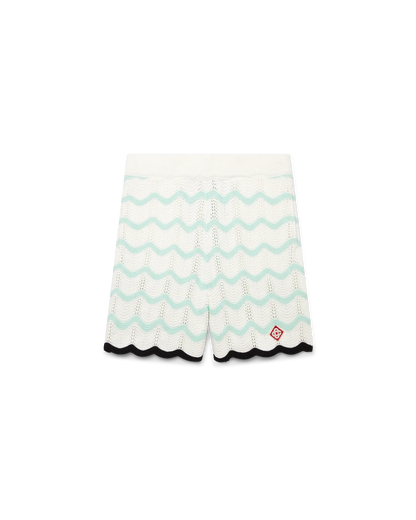 Shorts en crochet en coton à motif de vagues dégradées