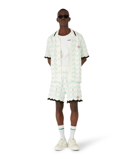 Shorts en crochet en coton à motif de vagues dégradées