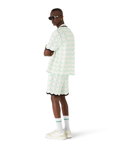 Shorts en crochet en coton à motif de vagues dégradées