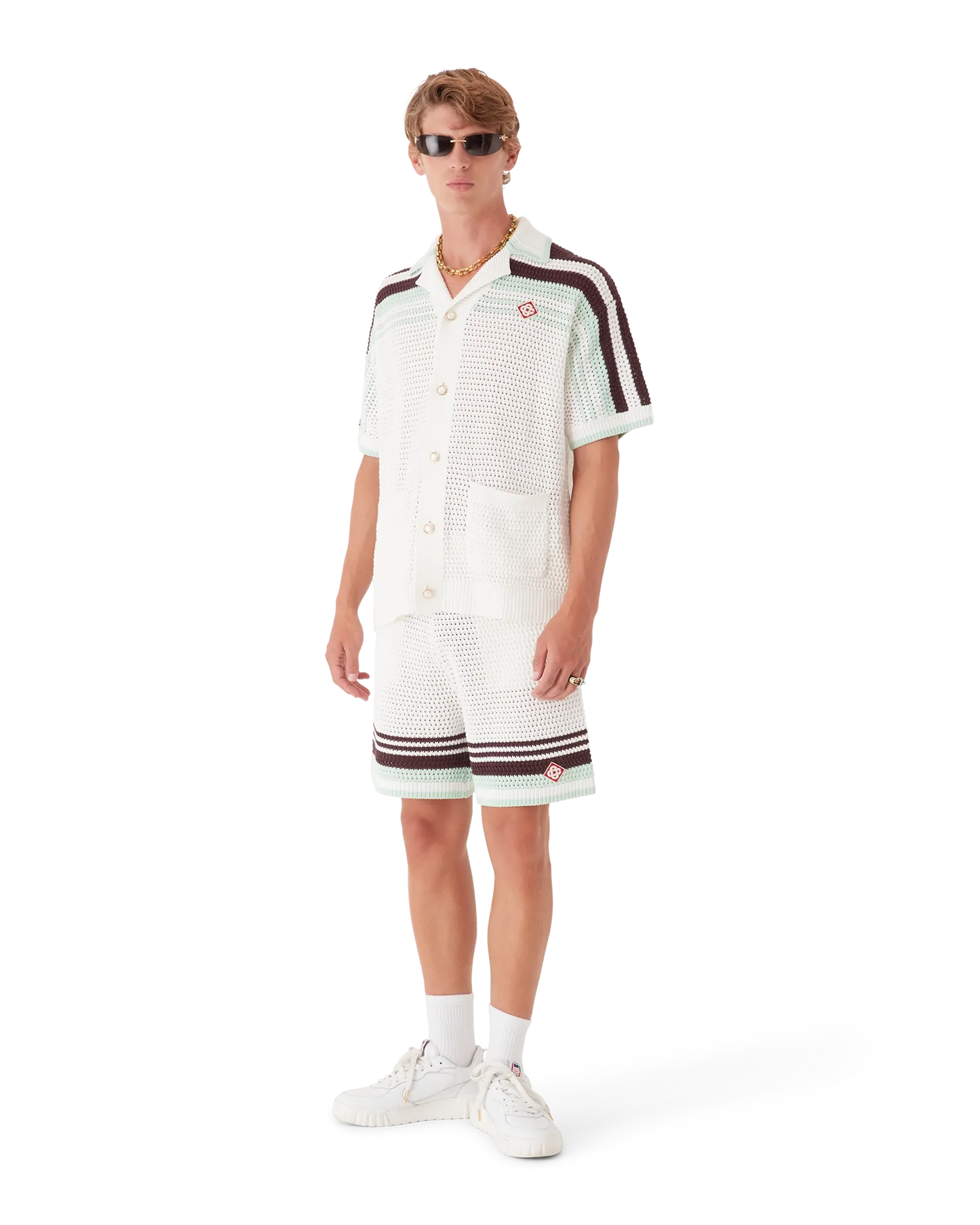 Chemise à manches courtes en crochet de coton Tennis