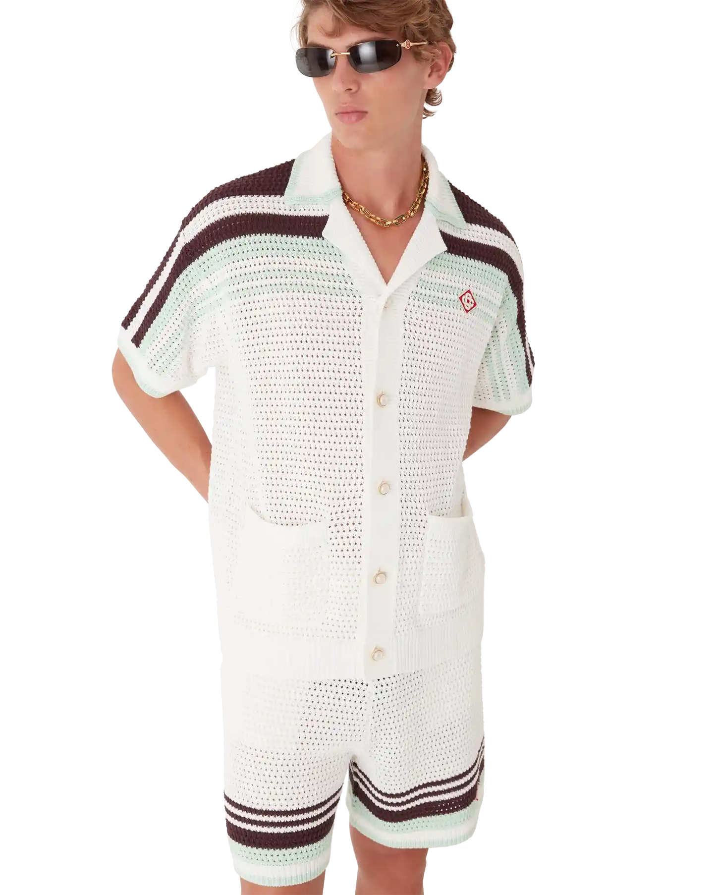 Chemise à manches courtes en crochet de coton Tennis