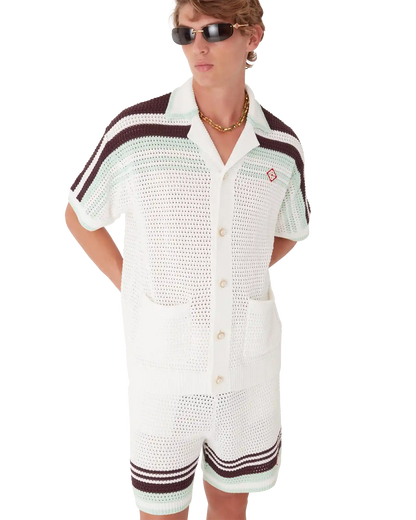 Chemise à manches courtes en crochet de coton Tennis