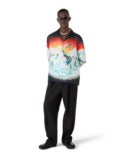 Chemise en twill de soie à manches longues Ski Lake