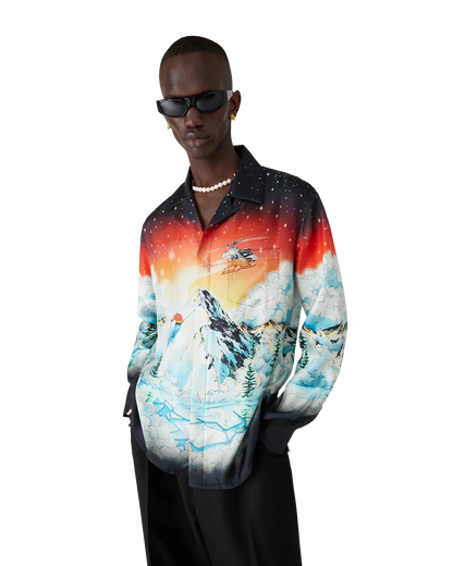 Chemise en twill de soie à manches longues Ski Lake