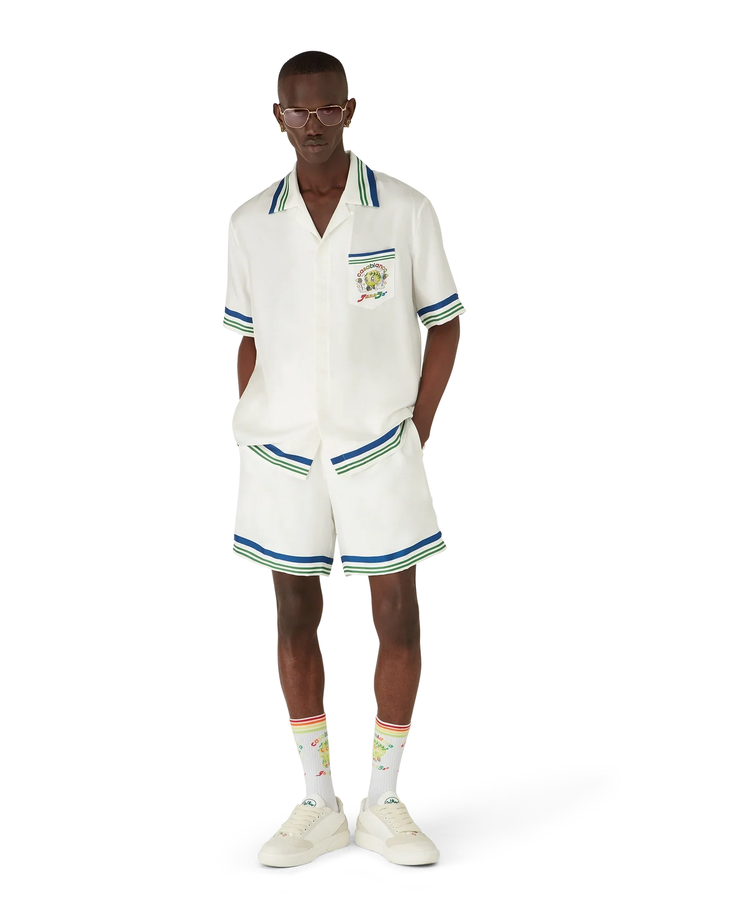 Short en twill de soie à motif logo Tennis Club