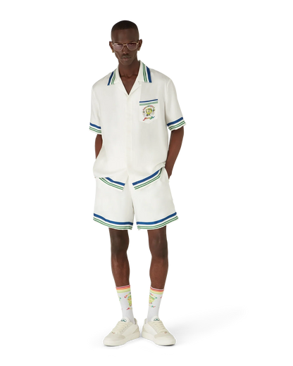 Short en twill de soie à motif logo Tennis Club