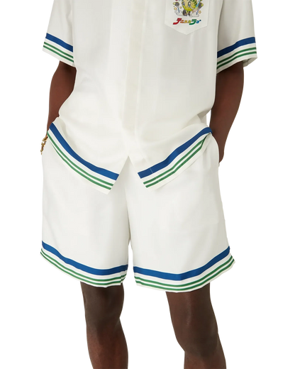 Short en twill de soie à motif logo Tennis Club