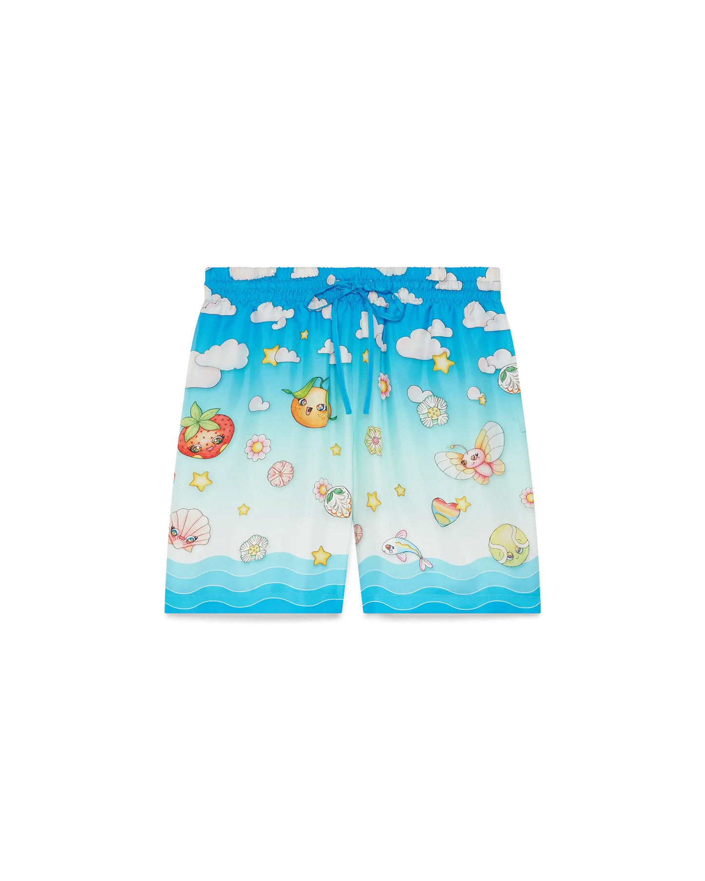 Kawaii Motif Silk Twill Shorts