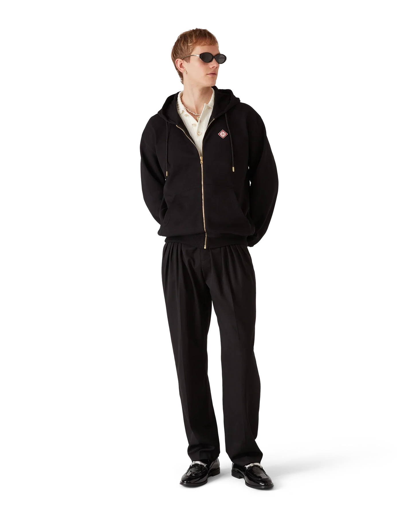 Sweat à capuche zippé avec logo diamant