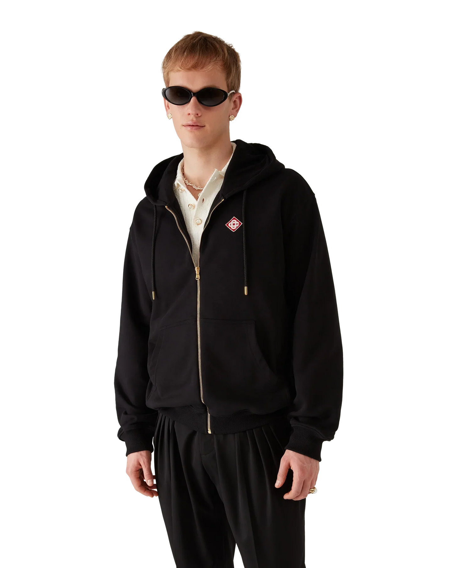 Sweat à capuche zippé avec logo diamant