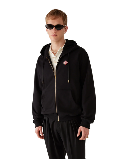Sweat à capuche zippé avec logo diamant