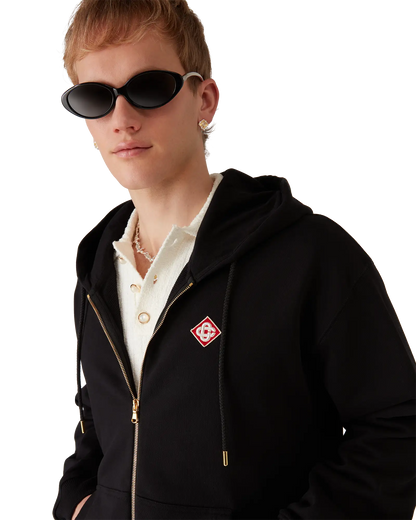 Sweat à capuche zippé avec logo diamant