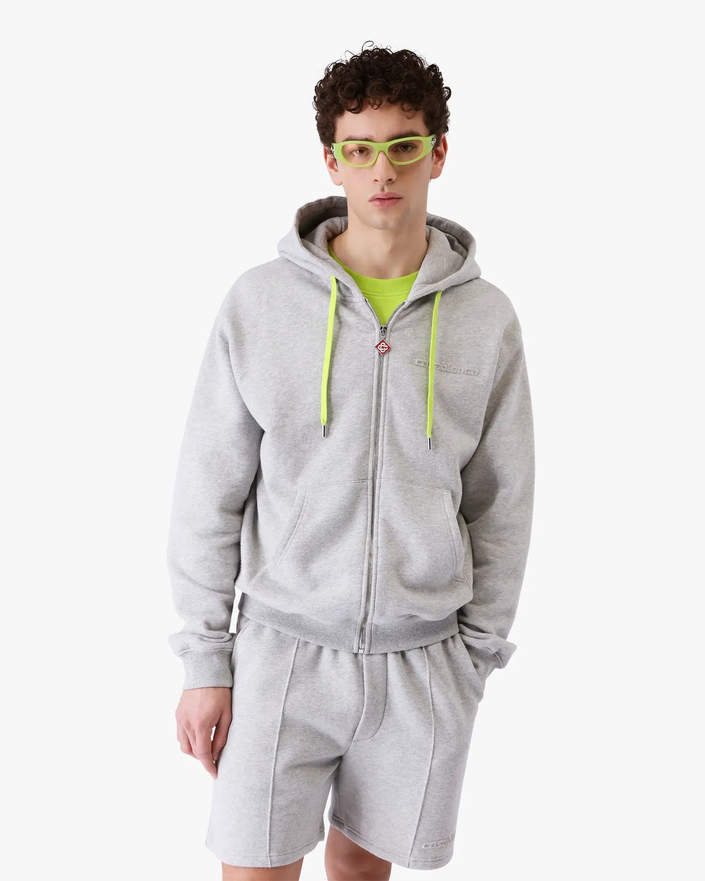 Sweat-shirt à capuche zippé en mélange de cachemire