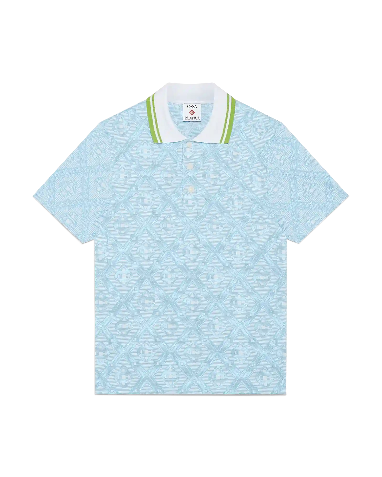 Polo en jacquard bleu pâle à manches courtes
