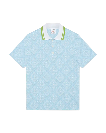 Polo en jacquard bleu pâle à manches courtes