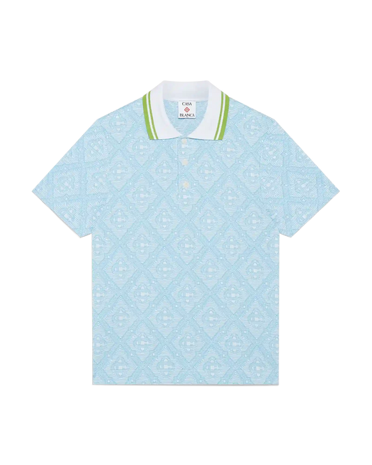 Pale Blue Jacquard Short Sleeve Jacquard Polo Shirt