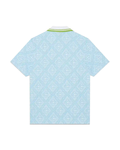 Polo en jacquard bleu pâle à manches courtes