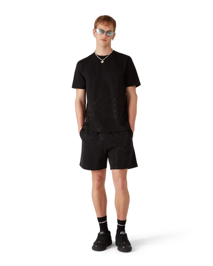 Shorts de jogging monogrammés ornés de cristaux